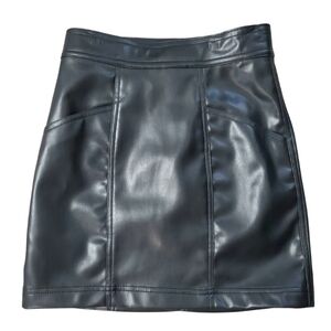 H&M Black Faux Leather Skirt